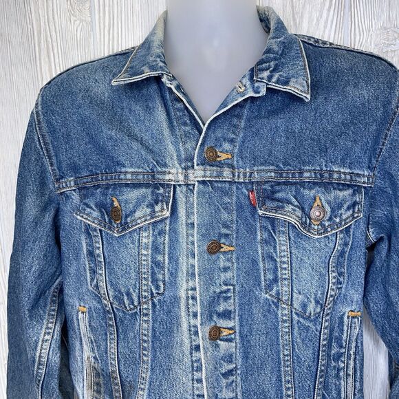 Levi's Denim Trucker Jacket Men's 38 Vintage 70506-0216 Distressed Faded Stained - Picture 1 of 15